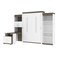 Bestar Orion 124W Queen Murphy Bed with Shelving and Fold-Out Desk (125W), White & Walnut Grey 116876-000017 - alternate 1